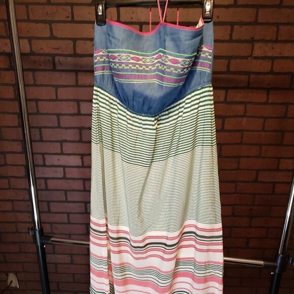 Flying Tomato Denim Embroidered Striped Maxi Dress - Picture 4 of 11